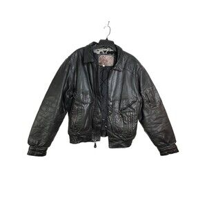 New Order VTG 80s Thrashed Distressed Worn Out Mens Black Leather Biker Jacket L